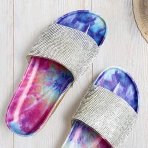 Tie dye flat sandals
